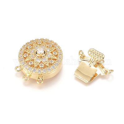 Латунные микро проложить кубического циркония ящик с застежками ZIRC-F107-07G-1