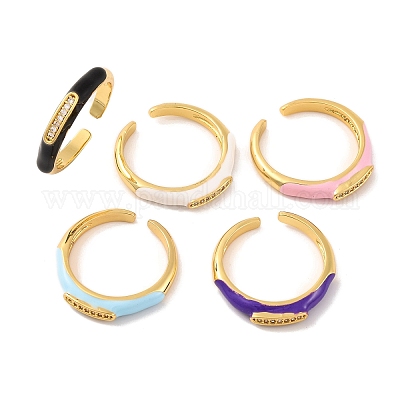 Открытые манжеты из латуни с микропаве и прозрачным фианитом RJEW-U009-18G-1