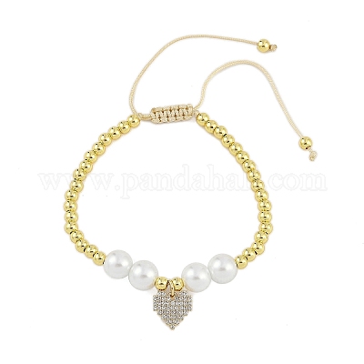 Растягивающиеся браслеты из латуни с покрытием стойки и кубическим цирконием для женщин BJEW-D047-02G-01-1