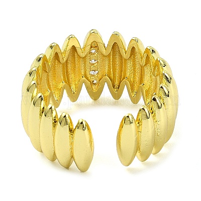 Открытая манжета из латуни с цирконием RJEW-B051-06G-1