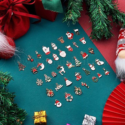 Wholesale Christmas Tree & Santa Claus Alloy Enamel & Acrylic