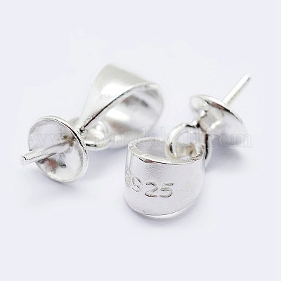 925 стерлингов серебряный кубок жемчуг залог контактных подвесок STER-F036-07S-3mm-1