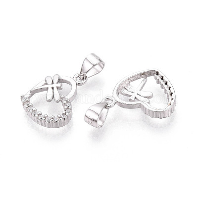 925 серебряное сердечко с микропаве из прозрачных кубических цирконий и подвесками в виде стрекоз&nbsp;STER-T008-83P-1