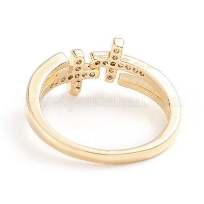 Регулируемые латунные кольца микро манжеты из прозрачного циркония RJEW-F101-18G-1