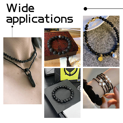 4 нити натуральных круглых бусин из лавового камня G-NB0004-86-1