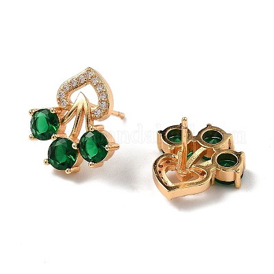 Серьги-гвоздики из латуни с микропаве из прозрачных кубических цирконий для женщин EJEW-G428-18G-01-1