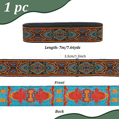 Жаккардовые ленты из полиэстера и цветов в этническом стиле длиной 7 м. OCOR-WH0091-72B-01-1