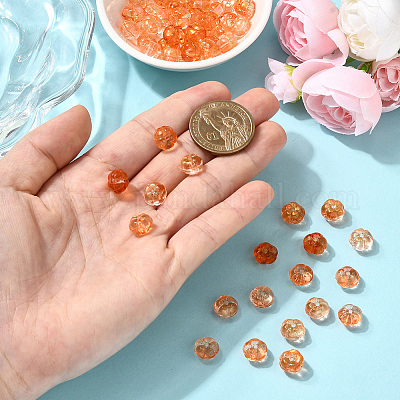 100 шт. прозрачные стеклянные бусины с осенней тематикой GLAA-SP0001-53-1