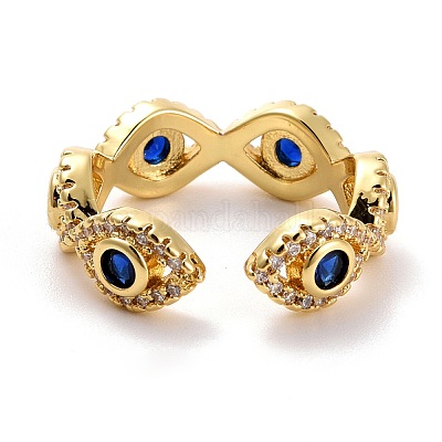 Кольцо-манжета с кубическим цирконием от сглаза RJEW-E170-08G-1