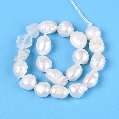 Натуральные топазовые самородки и нити бусин из натурального культивированного пресноводного жемчуга PEAR-N023-01A-19-1