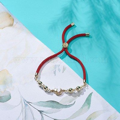 Прозрачный кубический цирконий браслет-слайдер с луной и звездой BJEW-JB08847-1