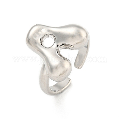 Латунные открытые манжеты с буквами для женщин RJEW-G313-01A-P-1