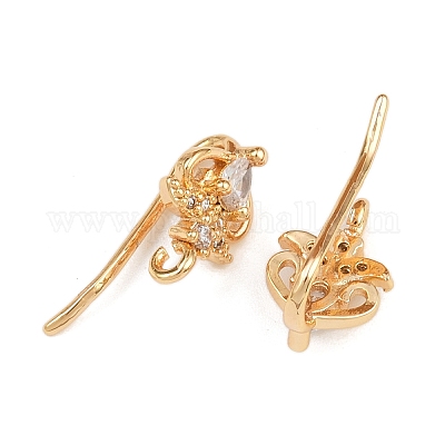 Серьги-капельки с микропаве из прозрачных кубических цирконий из латуни KK-A274-10G-1