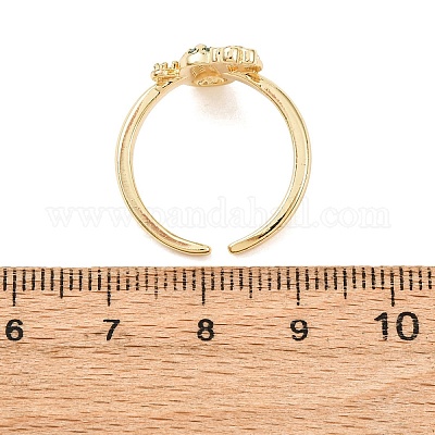 Регулируемые латунные кольца-манжеты с микропаве из кубического циркония для женщин&nbsp;RJEW-B138-02G-1