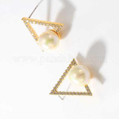 Элегантные треугольные серьги-гвоздики из латуни YL4507-1-1