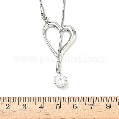 Ожерелья с подвесками из нержавеющей стали 304 с микропаве из кубического циркония NJEW-D343-05P-1