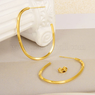 Стильные овальные серьги-гвоздики из нержавеющей стали 304 OW5803-2-1