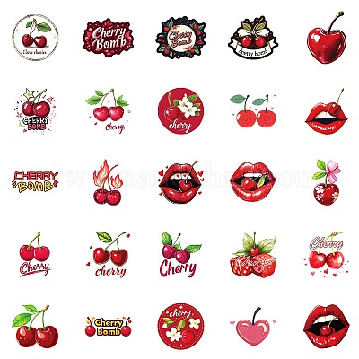 50 шт. бумажные наклейки с изображением вишни STIC-C012-15-1