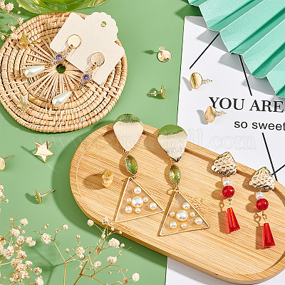 16 шт. 8-х стилевые латунные волочильные серьги-гвоздики KK-PH0002-87-1