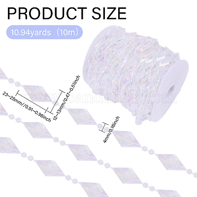 Отделка бусинами из акрила в форме ромба FIND-WH0202-02-1