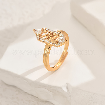 Латунные микропаве кубические цирконии геометрические регулируемые кольца для женщин DJ0838-4-1