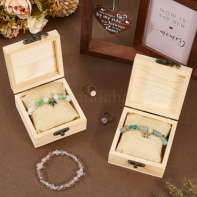 2 шт. деревянные коробки для хранения ювелирных изделий с 2 шт. тканевыми подушечками для браслетов и часов CON-BBC0001-16A-1