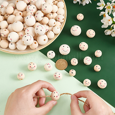 120 шт. 6 стиля европейские бусины с принтом из натурального дерева WOOD-PH0002-58-1