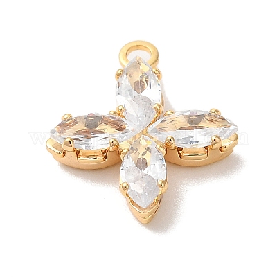 Латунные микропаве прозрачные подвески с фианитом KK-M294-03G-1