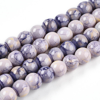 Выпечка окрашенные стеклянные бусины пряди DGLA-N003-6mm-C08-1