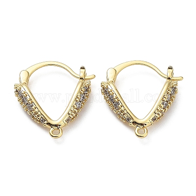 Латунные серьги-кольца из прозрачного кубического циркония ZIRC-Q204-03G-1