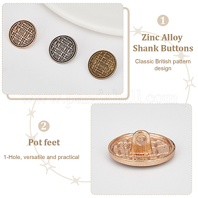 30 шт. 3-х цветные пуговицы из цинкового сплава с 1 отверстиями на ножке BUTT-OC0001-64A-1