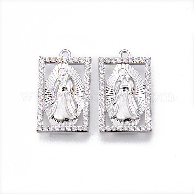 Латунные микропаве прозрачные подвески с фианитом KK-N232-173P-NF-1