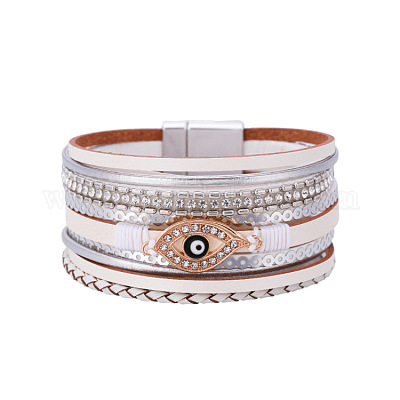 Многорядные браслеты из богемской кожи с защитой от сглаза ST7299780-1