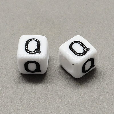 Большой дыра акрил письмо европейский бисер SACR-Q103-8mm-01Q-1