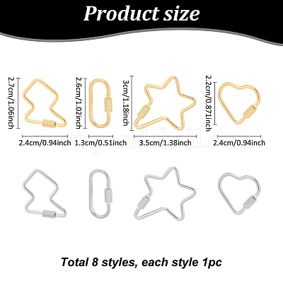 8 шт. 8 стиля подвески-карабиновые замки из нержавеющей стали 304 AJEW-AN0007-13-1