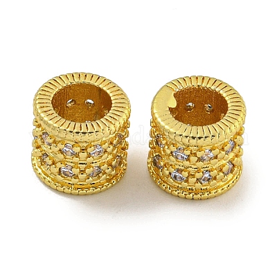 Реечное покрытие латунь микро паве прозрачный кубический цирконий европейские бусины KK-L215-318G-1