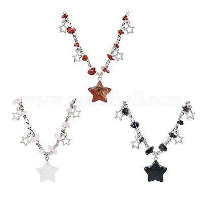 3個3色のプラスチックと合金のスターペンダントネックレス、CCB