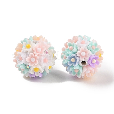 Бусины ручной работы из светящейся полимерной глины со стразами CLAY-H003-04-1