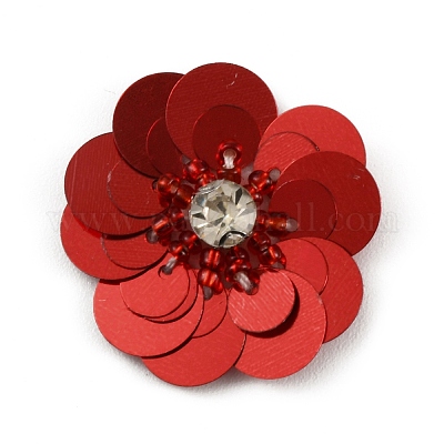 Аппликации из бисера из пвх в форме цветка/блестки DIY-WH0308-287H-1