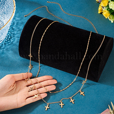 1 шт. двухслойная цепь с подвеской в виде креста из сплава AJEW-TA0002-20-1