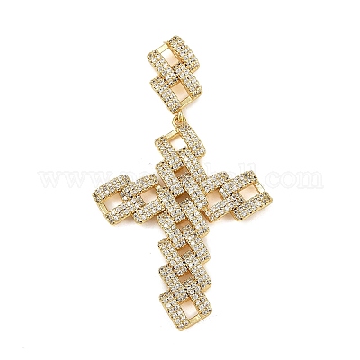 Латунные микропаве прозрачные подвески с фианитом KK-S526-68G-1