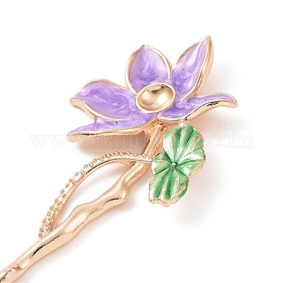 Палочки для волос в виде лотоса из сплава эмали OHAR-PW0006-24F-1