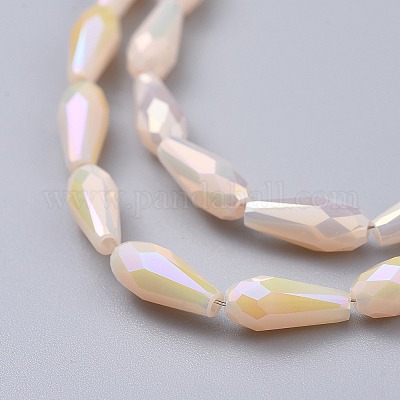 Гальванизированные непрозрачные стеклянные бусины EGLA-L015-FR-B10-1