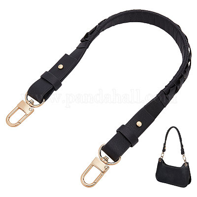 Ручки для сумок из черной микрофибры и искусственной кожи WH0816-033LG-1