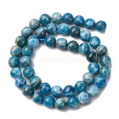 Круглые бусины пряди природного апатита G-K068-02-8mm-01-1