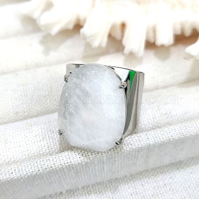 Овальные латунные манжеты с натуральным кварцевым кристаллом FS-WG8D200-05-1