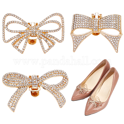 6 шт. 3 стиля бант из сплава со стразами для украшения обуви FIND-CP0002-22B-1