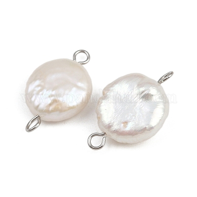 Плоские круглые подвески-соединители из натурального пресноводного жемчуга Кеши STAS-D378-20P-1