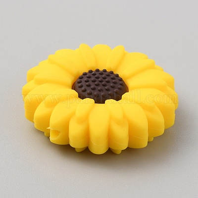 Gänseblümchen-Silikonperlen&nbsp;SIL-WH0001-60B-02-1