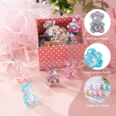 80шт 8 цвета прозрачные акриловые подвески MACR-PJ0001-07-1